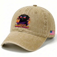 Funny Black Labrador Washed Cotton Baseball Cap Dog Mom Retro Sunset Gift