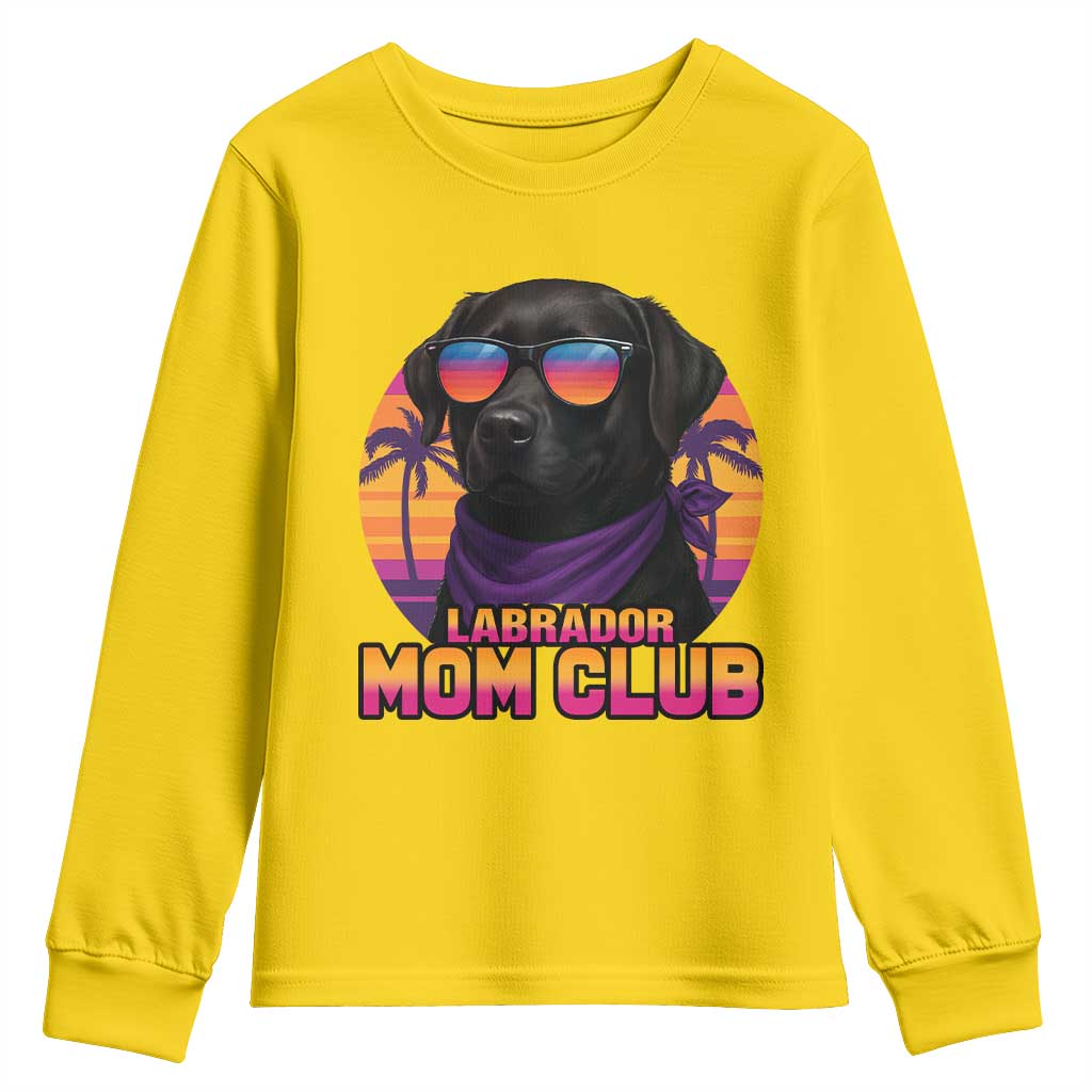 Funny Black Labrador Youth Sweatshirt Dog Mom Retro Sunset Gift - Wonder Print Shop