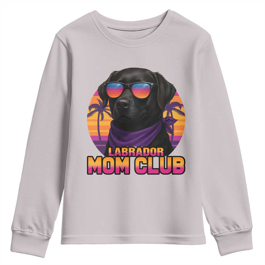 Funny Black Labrador Youth Sweatshirt Dog Mom Retro Sunset Gift - Wonder Print Shop