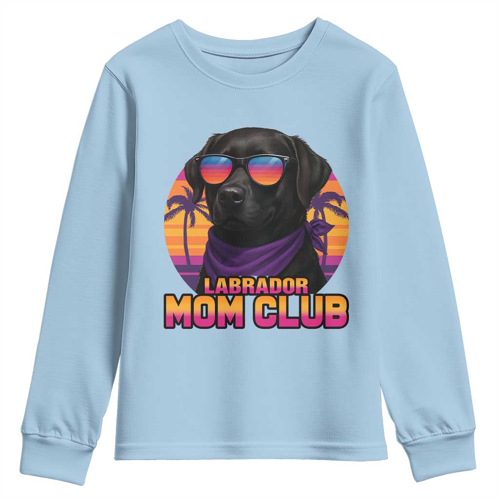 Funny Black Labrador Youth Sweatshirt Dog Mom Retro Sunset Gift - Wonder Print Shop