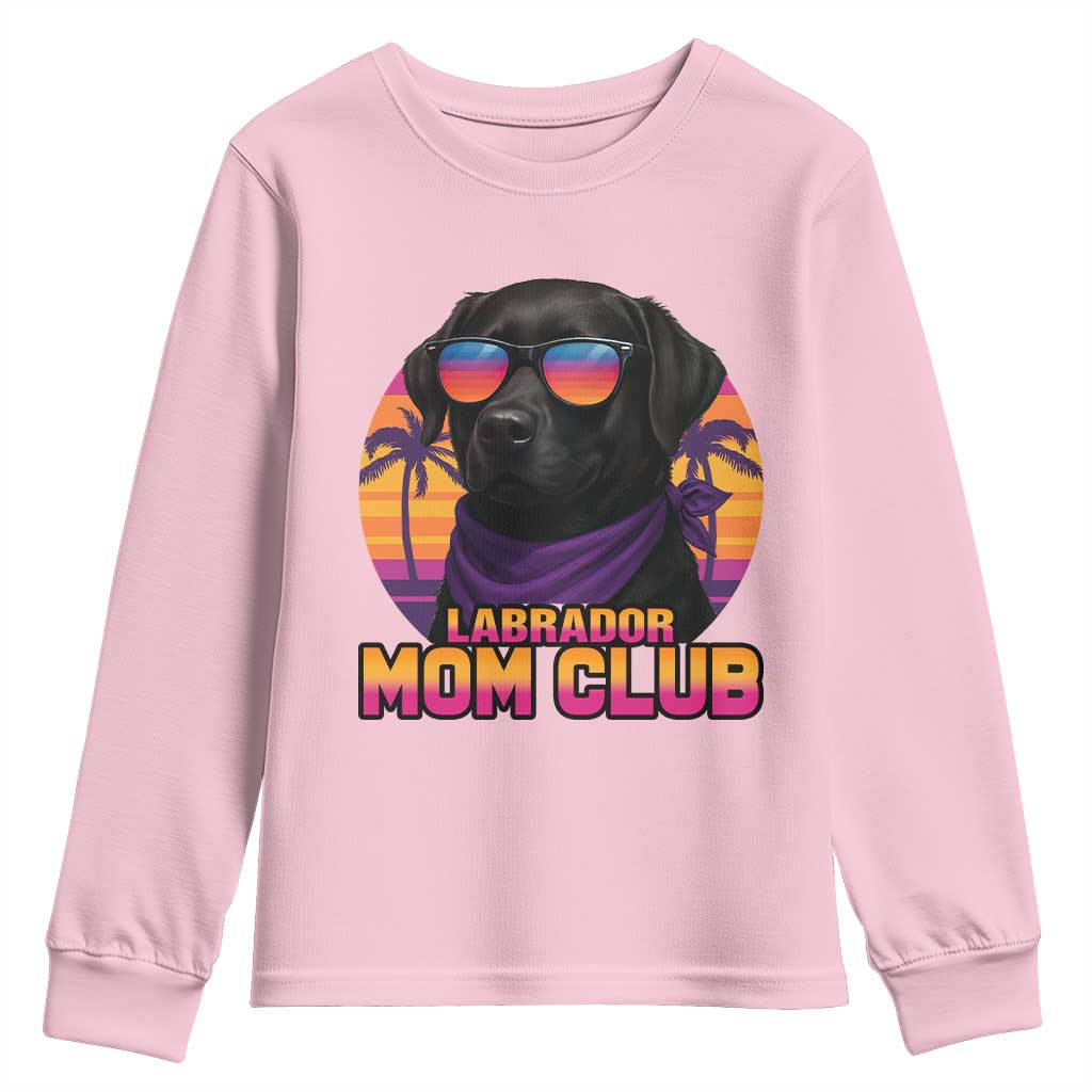 Funny Black Labrador Youth Sweatshirt Dog Mom Retro Sunset Gift - Wonder Print Shop