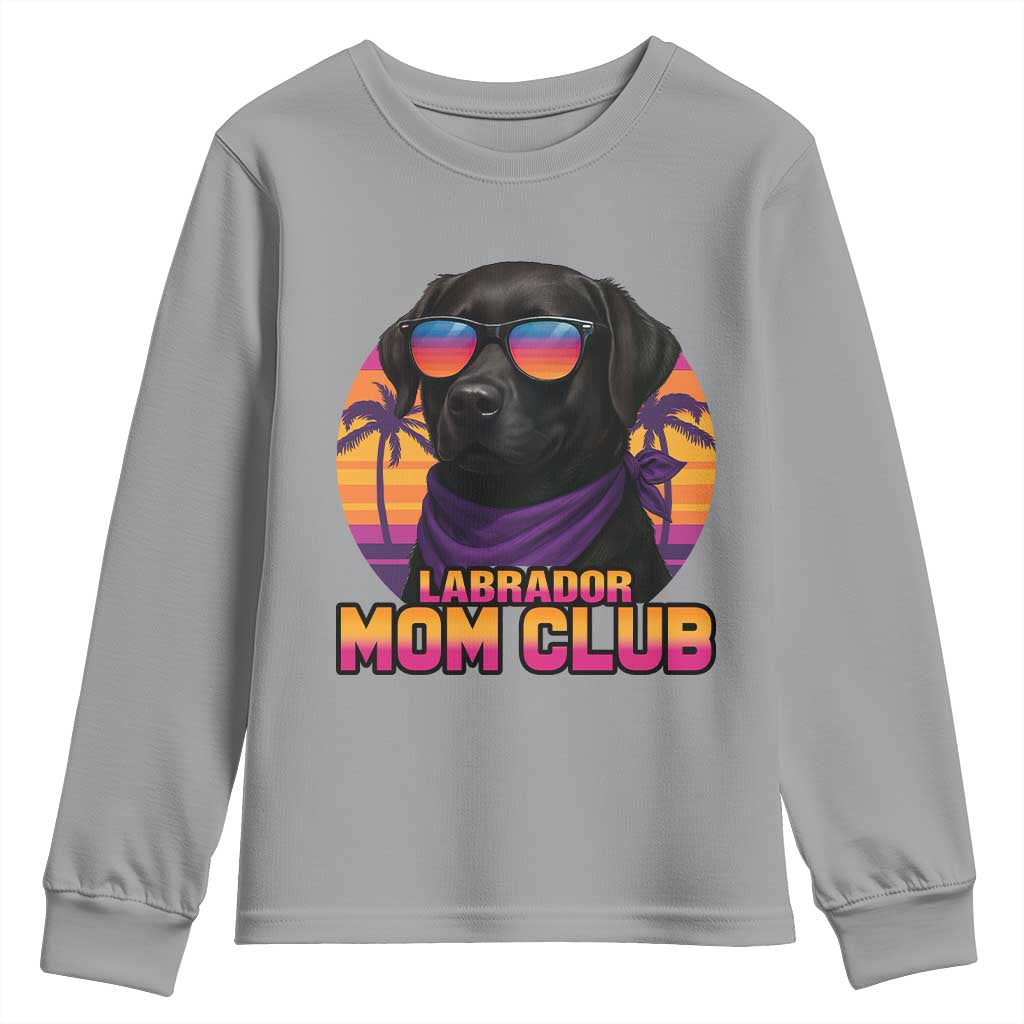 Funny Black Labrador Youth Sweatshirt Dog Mom Retro Sunset Gift - Wonder Print Shop