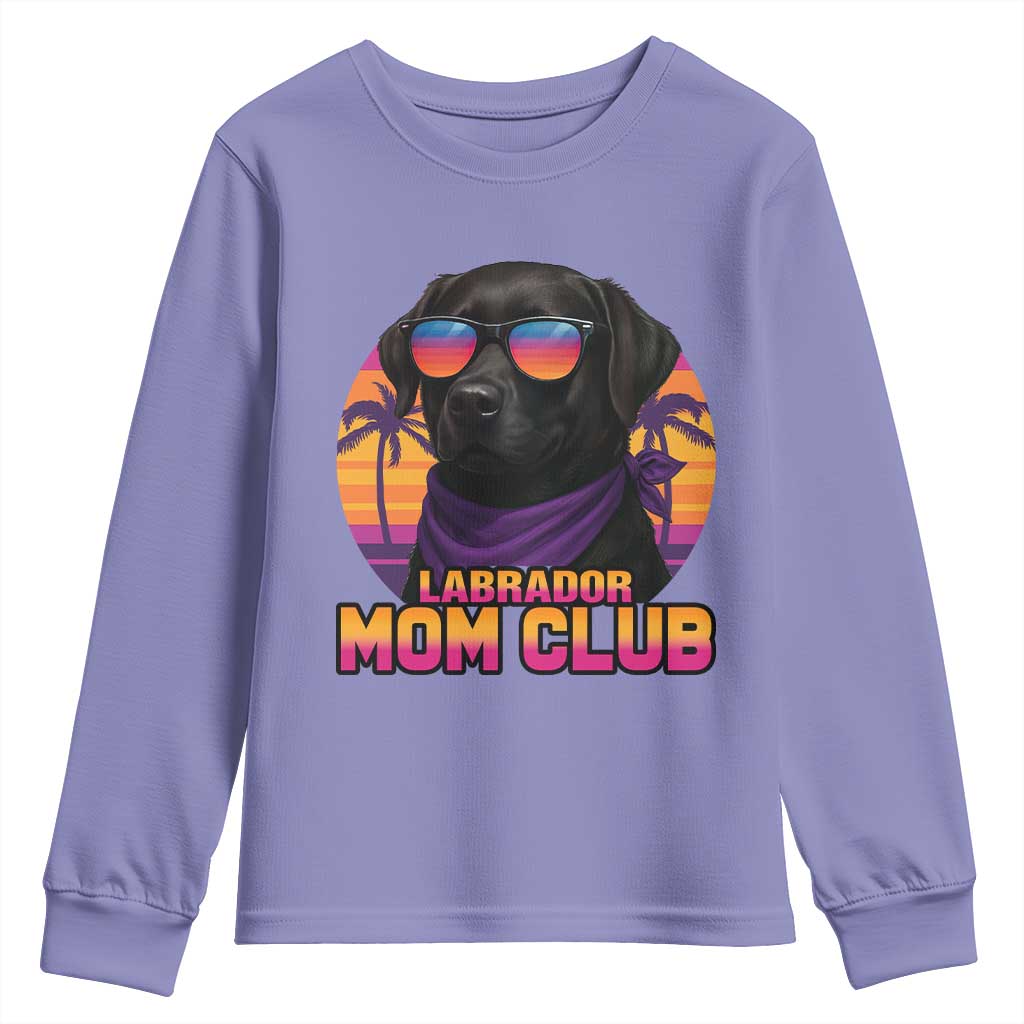 Funny Black Labrador Youth Sweatshirt Dog Mom Retro Sunset Gift - Wonder Print Shop