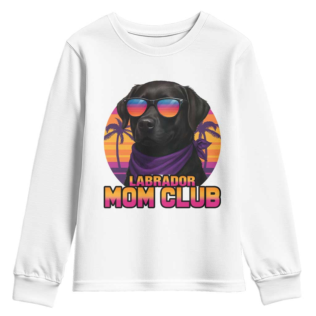 Funny Black Labrador Youth Sweatshirt Dog Mom Retro Sunset Gift - Wonder Print Shop