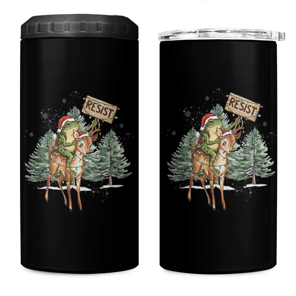 Resist Portland Frog Protest Christmas 4 in 1 Can Cooler Tumbler Funny Holiday Meme Gift Idea - Wonder Print Shop