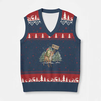 Resist Portland Frog Protest Xmas V-Neck Knit Sweater Vest Funny Holiday Meme Gift Idea - Wonder Print Shop