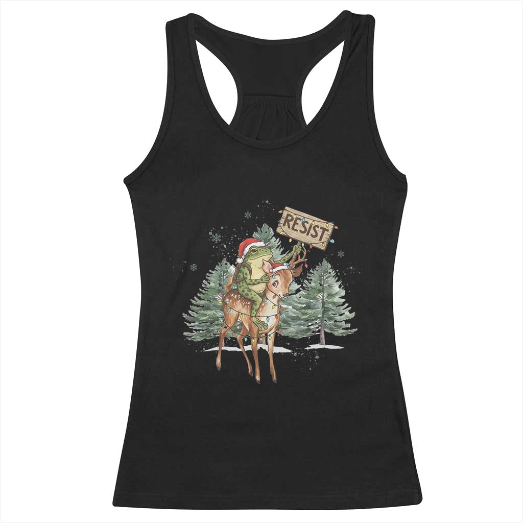 Resist Portland Frog Protest Christmas Racerback Tank Top Funny Holiday Meme Gift Idea - Wonder Print Shop