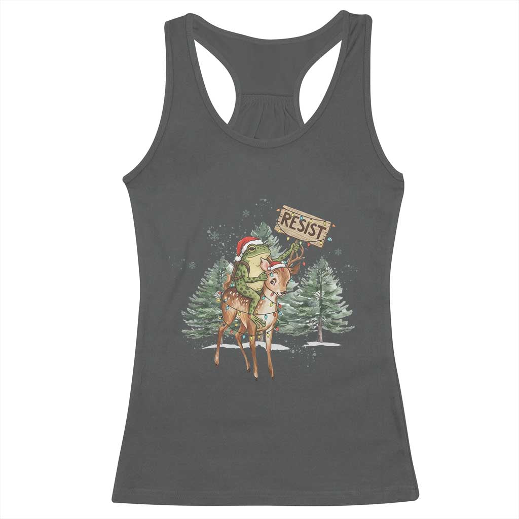 Resist Portland Frog Protest Christmas Racerback Tank Top Funny Holiday Meme Gift Idea - Wonder Print Shop