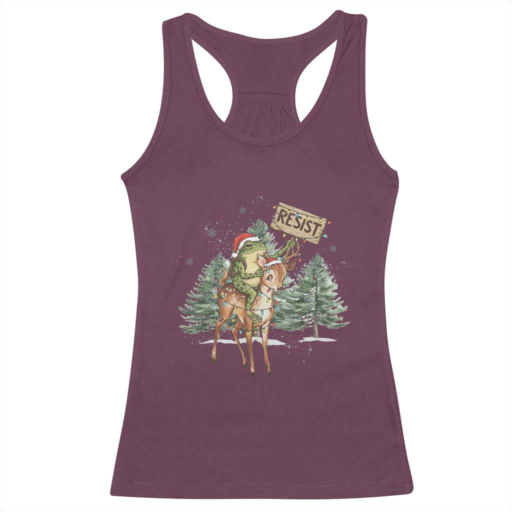 Resist Portland Frog Protest Christmas Racerback Tank Top Funny Holiday Meme Gift Idea - Wonder Print Shop