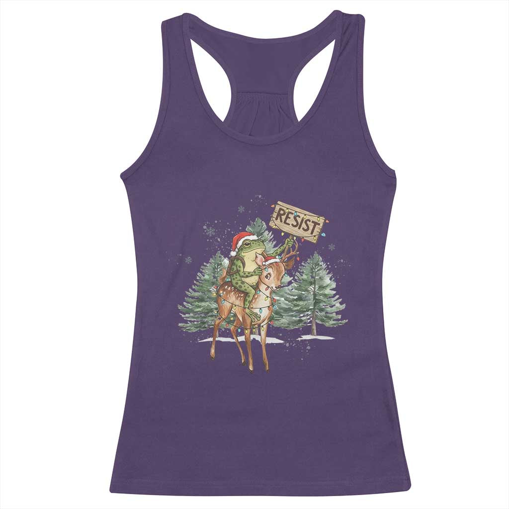 Resist Portland Frog Protest Christmas Racerback Tank Top Funny Holiday Meme Gift Idea - Wonder Print Shop