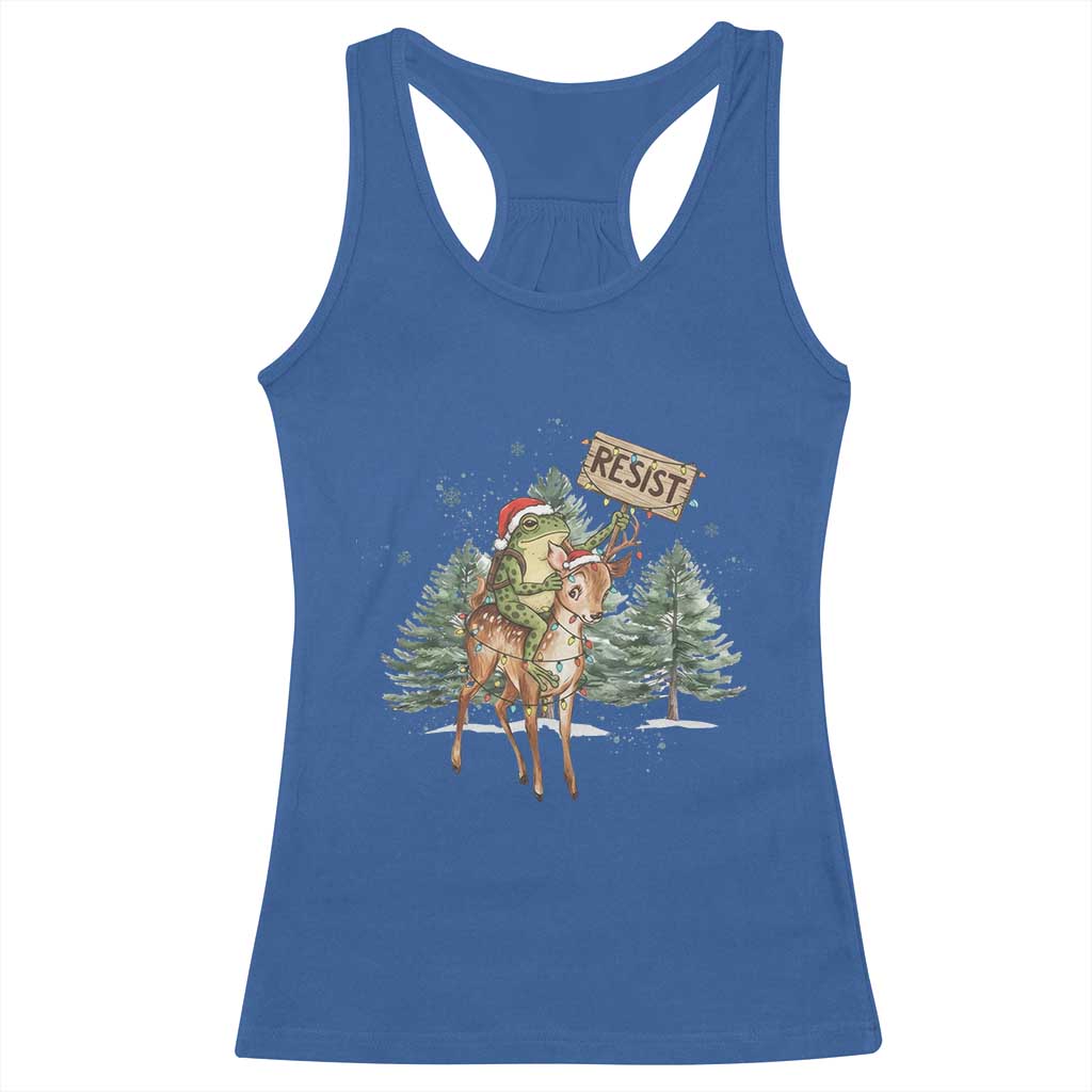 Resist Portland Frog Protest Christmas Racerback Tank Top Funny Holiday Meme Gift Idea - Wonder Print Shop