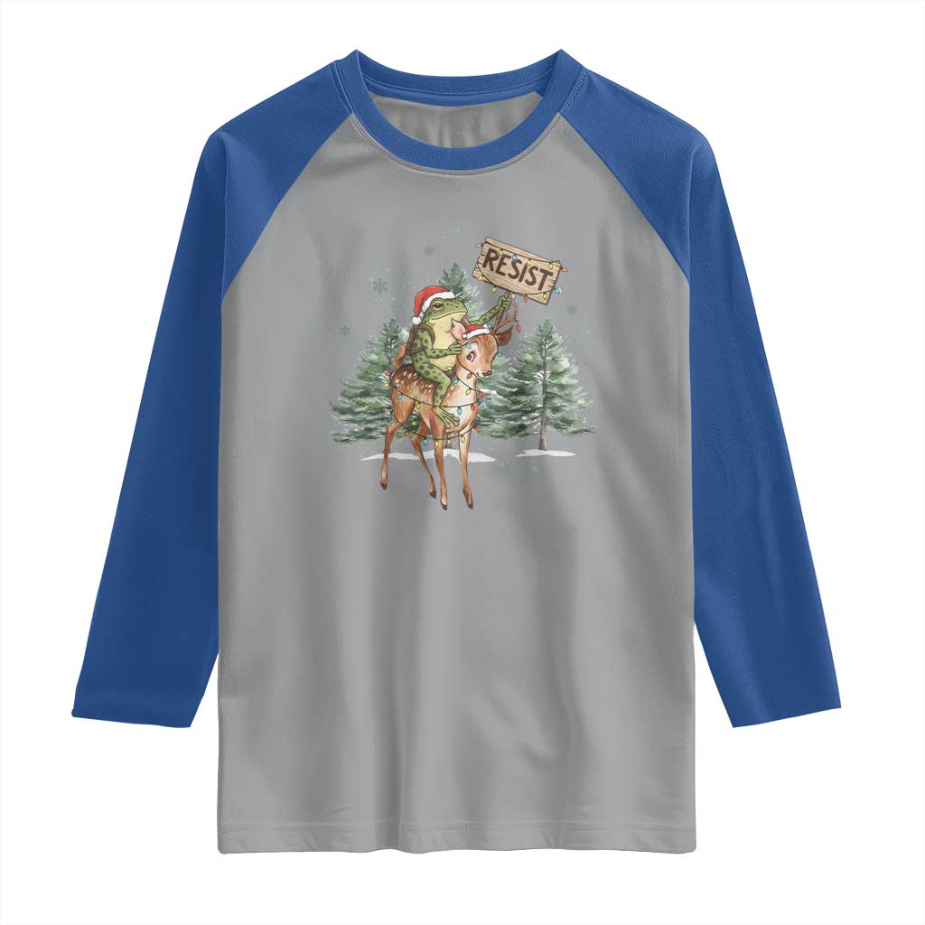 Resist Portland Frog Protest Christmas Raglan Shirt Funny Holiday Meme Gift Idea - Wonder Print Shop