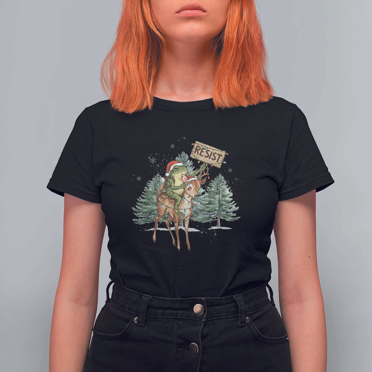Resist Portland Frog Protest Christmas T Shirt For Women Funny Holiday Meme Gift Idea - Wonder Print Shop