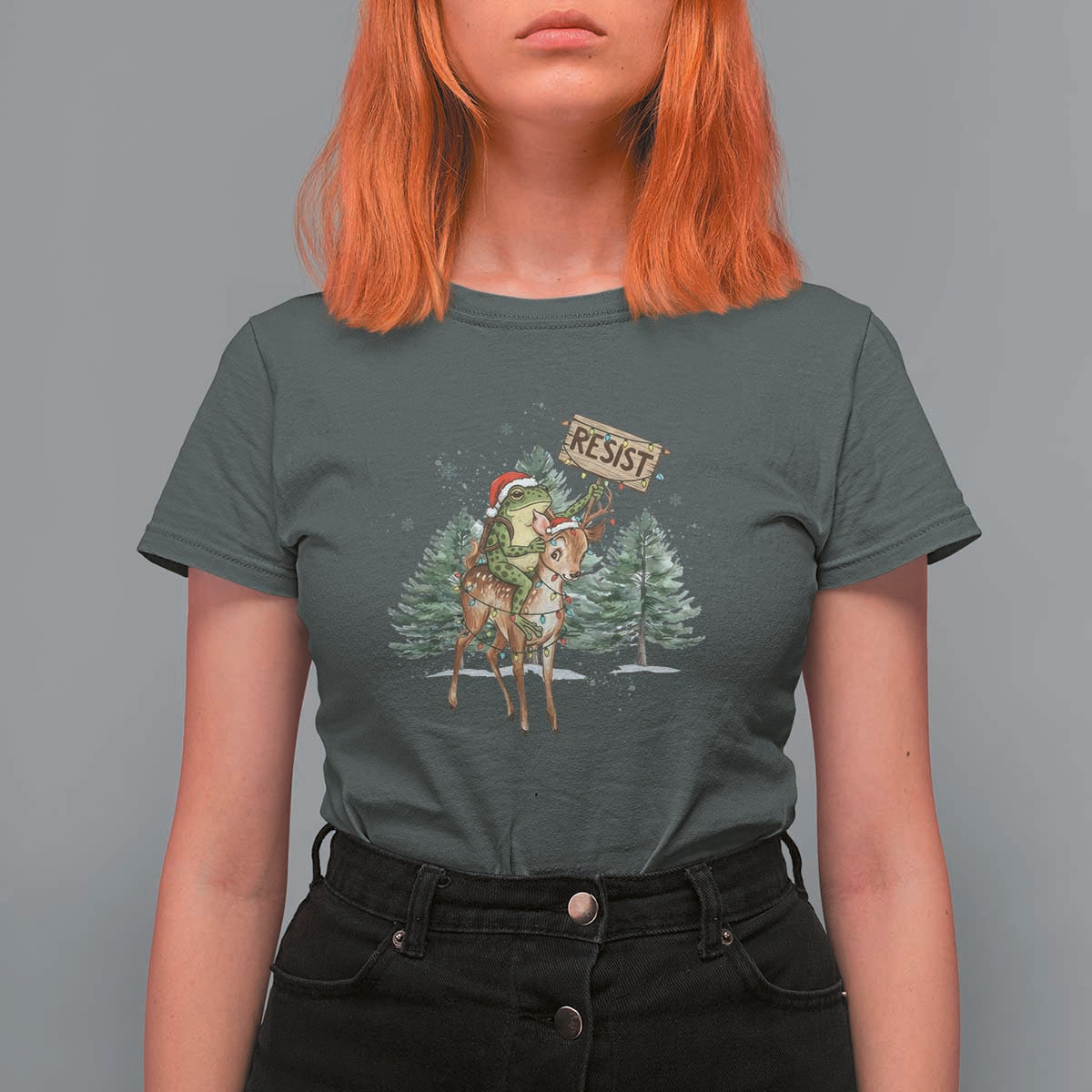 Resist Portland Frog Protest Christmas T Shirt For Women Funny Holiday Meme Gift Idea - Wonder Print Shop