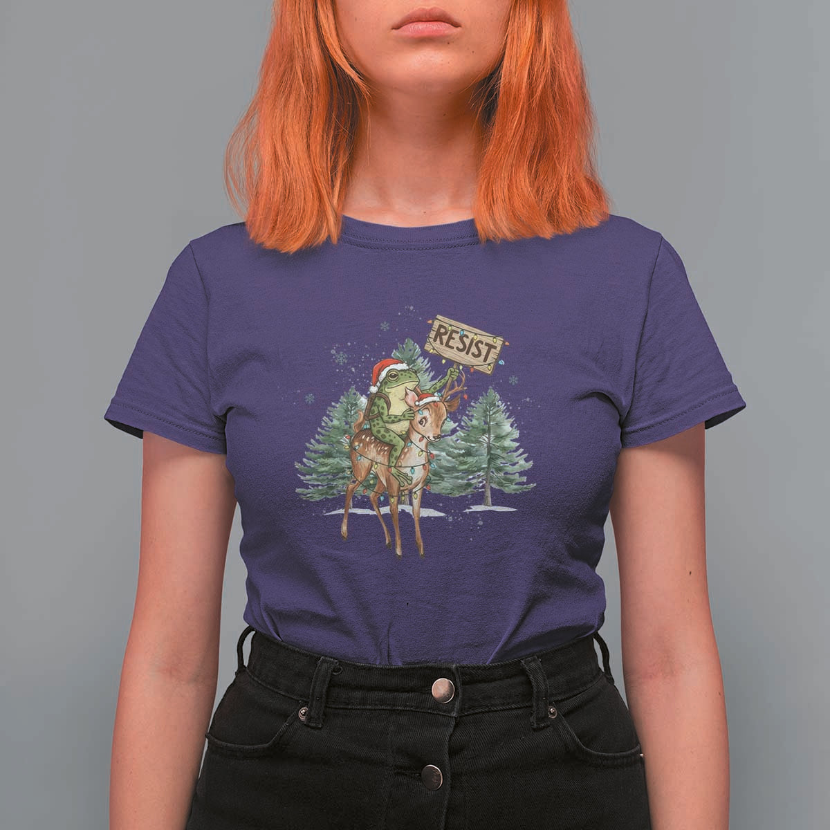 Resist Portland Frog Protest Christmas T Shirt For Women Funny Holiday Meme Gift Idea - Wonder Print Shop
