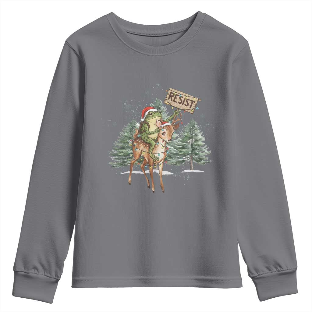 Resist Portland Frog Protest Christmas Youth Sweatshirt Funny Holiday Meme Gift Idea - Wonder Print Shop