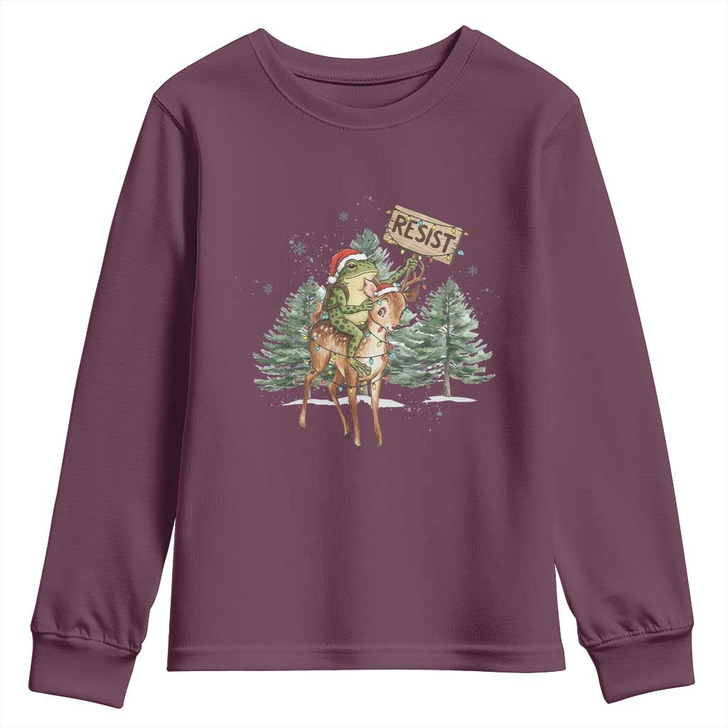 Resist Portland Frog Protest Christmas Youth Sweatshirt Funny Holiday Meme Gift Idea - Wonder Print Shop
