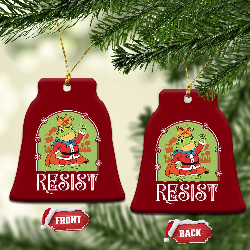 Resist Portland Frog Protest Ceramic Ornament Funny No Kings Xmas Gift - Wonder Print Shop