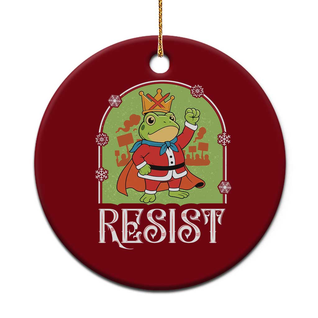 Resist Portland Frog Protest Ceramic Ornament Funny No Kings Xmas Gift - Wonder Print Shop
