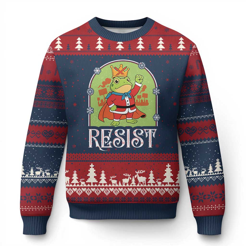 Resist Portland Frog Protest Ugly Christmas Sweater Funny No Kings Xmas Gift - Wonder Print Shop
