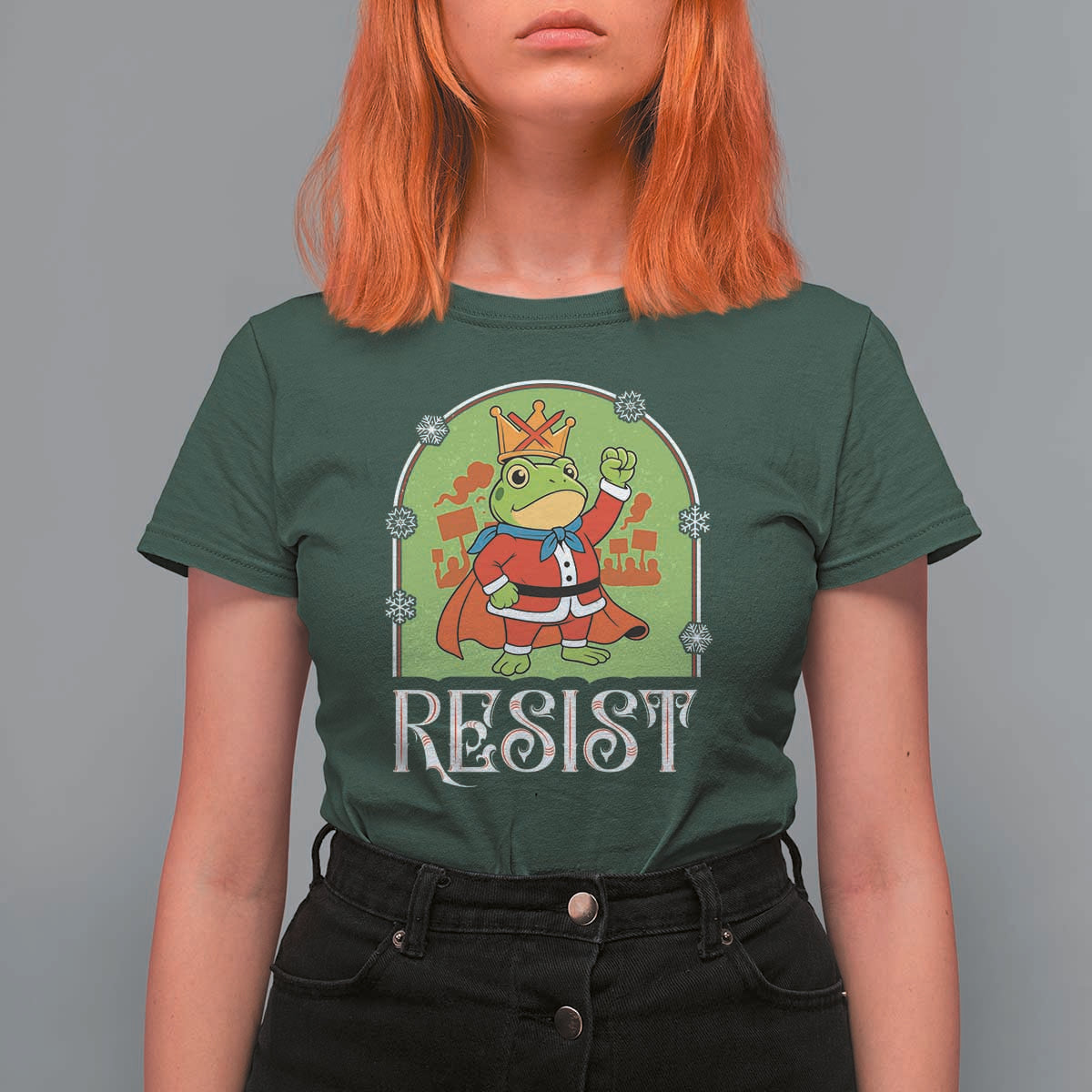 Resist Portland Frog Protest T Shirt For Women Funny No Kings Christmas Gift - Wonder Print Shop