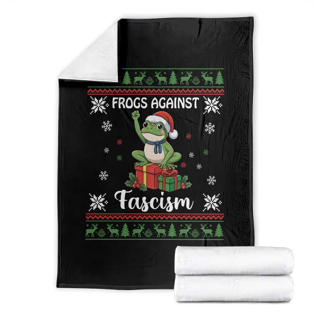 Frogs Against Fascism Ugly Sweater Throw Blanket Funny Portland Christmas Frog Gift - Wonder Print Shop