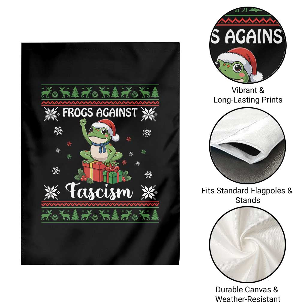 Frogs Against Fascism Ugly Sweater Garden Flag Funny Portland Christmas Frog Gift - Wonder Print Shop