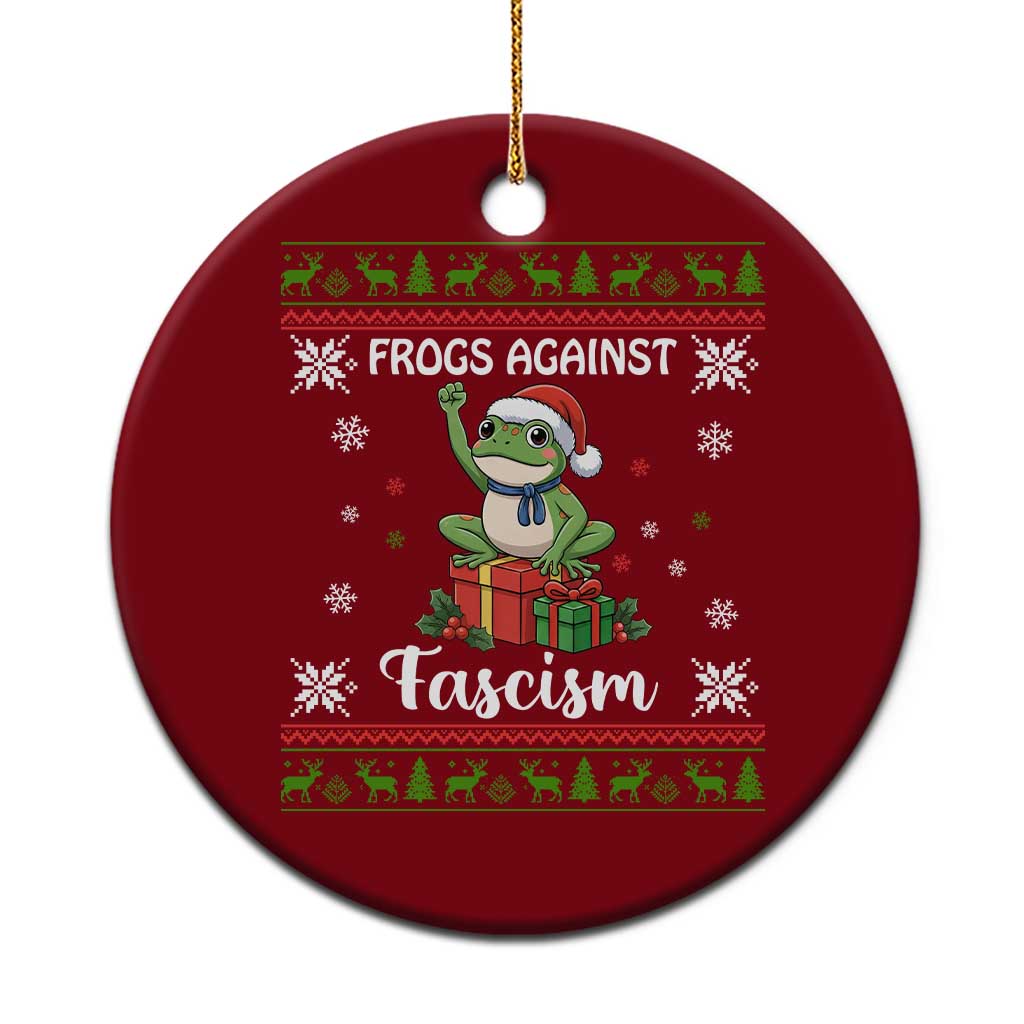 Frogs Against Fascism Ugly Sweater Ceramic Ornament Funny Portland Xmas Frog Gift - Wonder Print Shop
