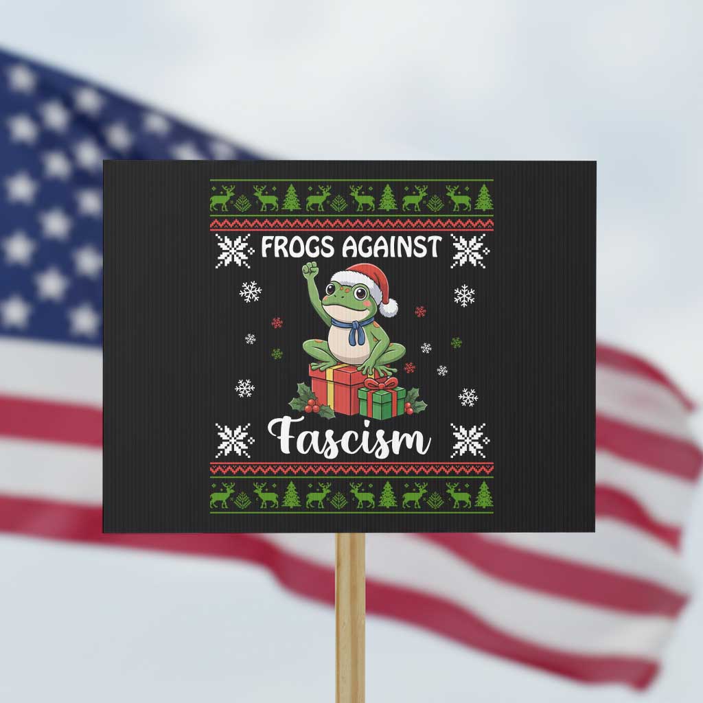 Frogs Against Fascism Ugly Sweater Protest Sign Funny Portland Christmas Frog Gift - Wonder Print Shop