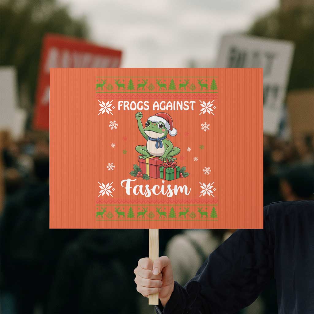 Frogs Against Fascism Ugly Sweater Protest Sign Funny Portland Christmas Frog Gift - Wonder Print Shop