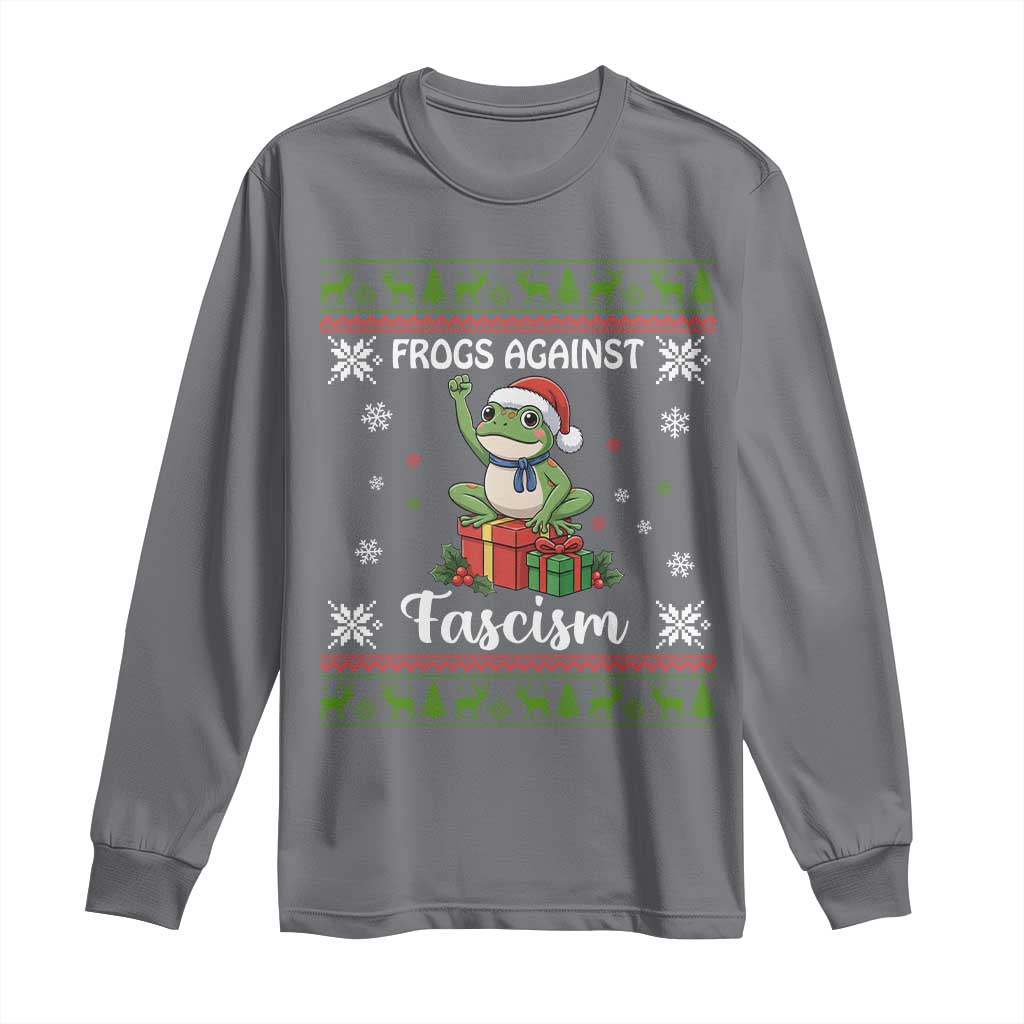 Frogs Against Fascism Ugly Sweater Long Sleeve Shirt Funny Portland Christmas Frog Gift - Wonder Print Shop