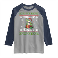 Frogs Against Fascism Ugly Sweater Raglan Shirt Funny Portland Christmas Frog Gift - Wonder Print Shop
