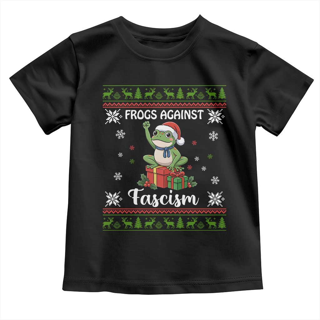 Frogs Against Fascism Ugly Sweater Toddler T Shirt Funny Portland Christmas Frog Gift - Wonder Print Shop