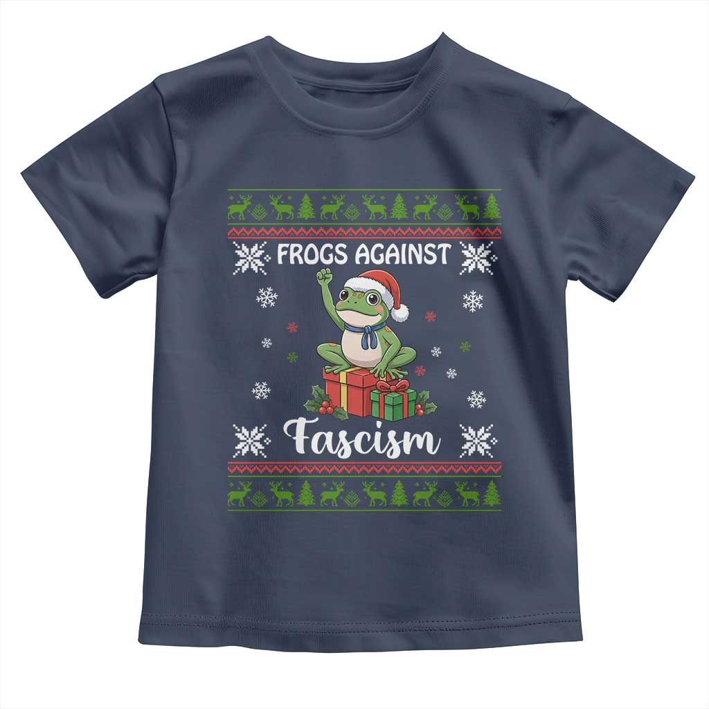 Frogs Against Fascism Ugly Sweater Toddler T Shirt Funny Portland Christmas Frog Gift - Wonder Print Shop