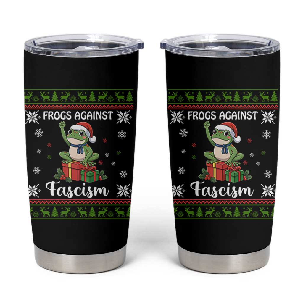 Frogs Against Fascism Ugly Sweater Tumbler Cup Funny Portland Christmas Frog Gift - Wonder Print Shop