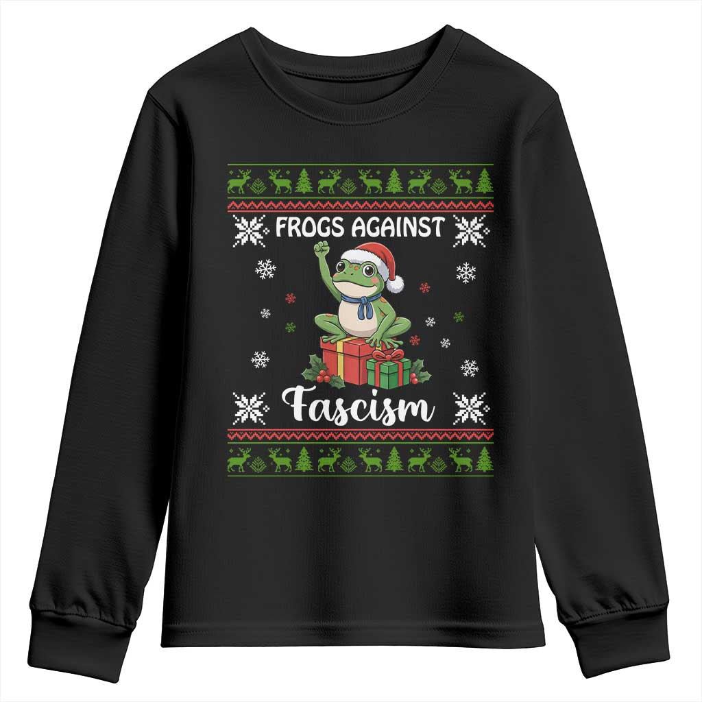 Frogs Against Fascism Ugly Sweater Youth Sweatshirt Funny Portland Christmas Frog Gift - Wonder Print Shop