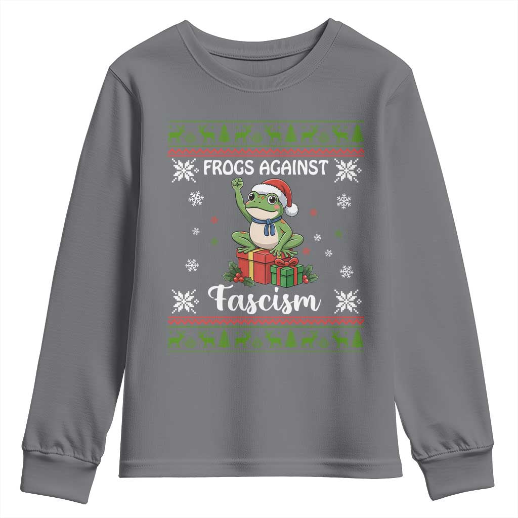 Frogs Against Fascism Ugly Sweater Youth Sweatshirt Funny Portland Christmas Frog Gift - Wonder Print Shop