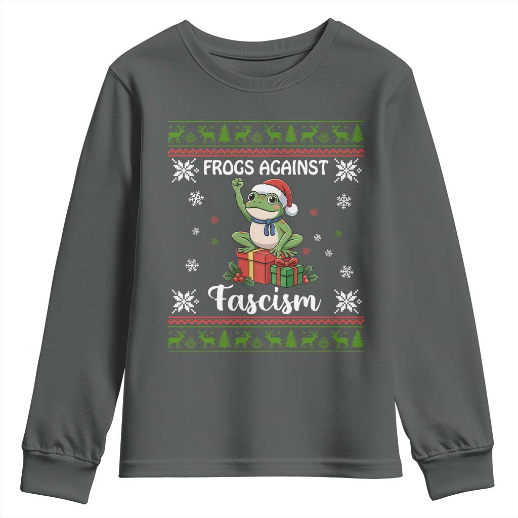 Frogs Against Fascism Ugly Sweater Youth Sweatshirt Funny Portland Christmas Frog Gift - Wonder Print Shop