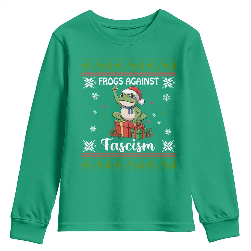 Frogs Against Fascism Ugly Sweater Youth Sweatshirt Funny Portland Christmas Frog Gift - Wonder Print Shop