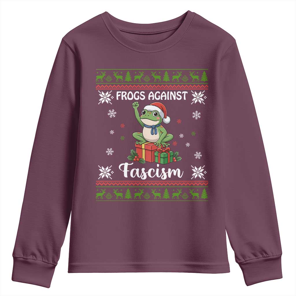 Frogs Against Fascism Ugly Sweater Youth Sweatshirt Funny Portland Christmas Frog Gift - Wonder Print Shop