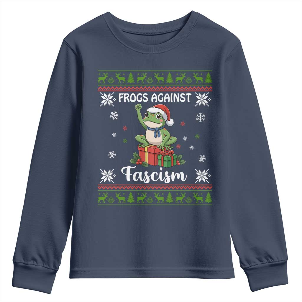 Frogs Against Fascism Ugly Sweater Youth Sweatshirt Funny Portland Christmas Frog Gift - Wonder Print Shop