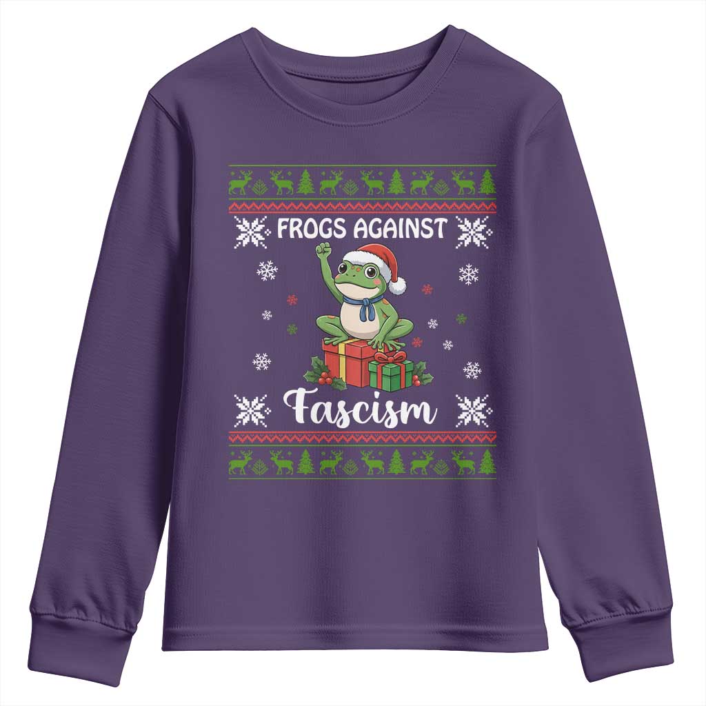 Frogs Against Fascism Ugly Sweater Youth Sweatshirt Funny Portland Christmas Frog Gift - Wonder Print Shop