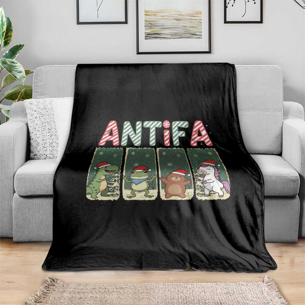Funny Christmas Frogtifa Throw Blanket Portland Resist Frog Protest - Wonder Print Shop