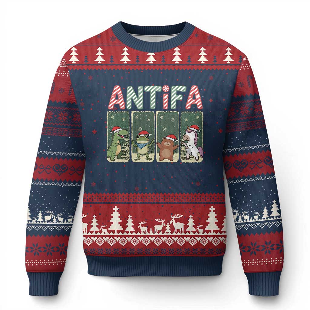 Funny Xmas Frogtifa Ugly Christmas Sweater Portland Resist Frog Protest - Wonder Print Shop