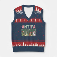 Funny Xmas Frogtifa V-Neck Knit Sweater Vest Portland Resist Frog Protest - Wonder Print Shop