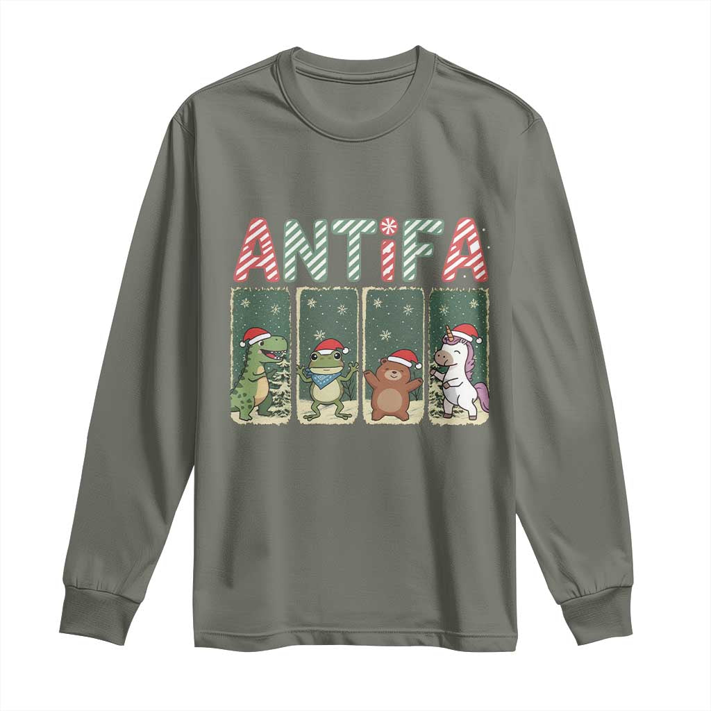Funny Christmas Frogtifa Long Sleeve Shirt Portland Resist Frog Protest - Wonder Print Shop