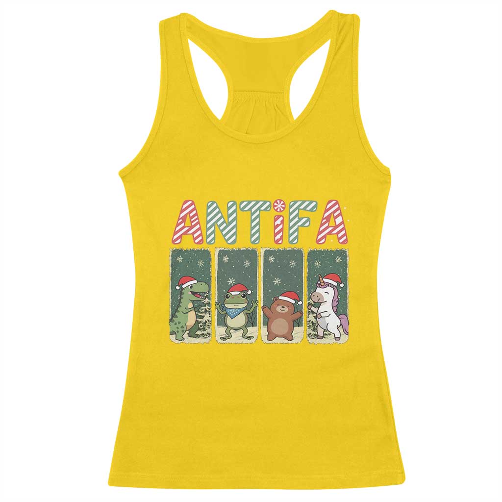 Funny Christmas Frogtifa Racerback Tank Top Portland Resist Frog Protest - Wonder Print Shop