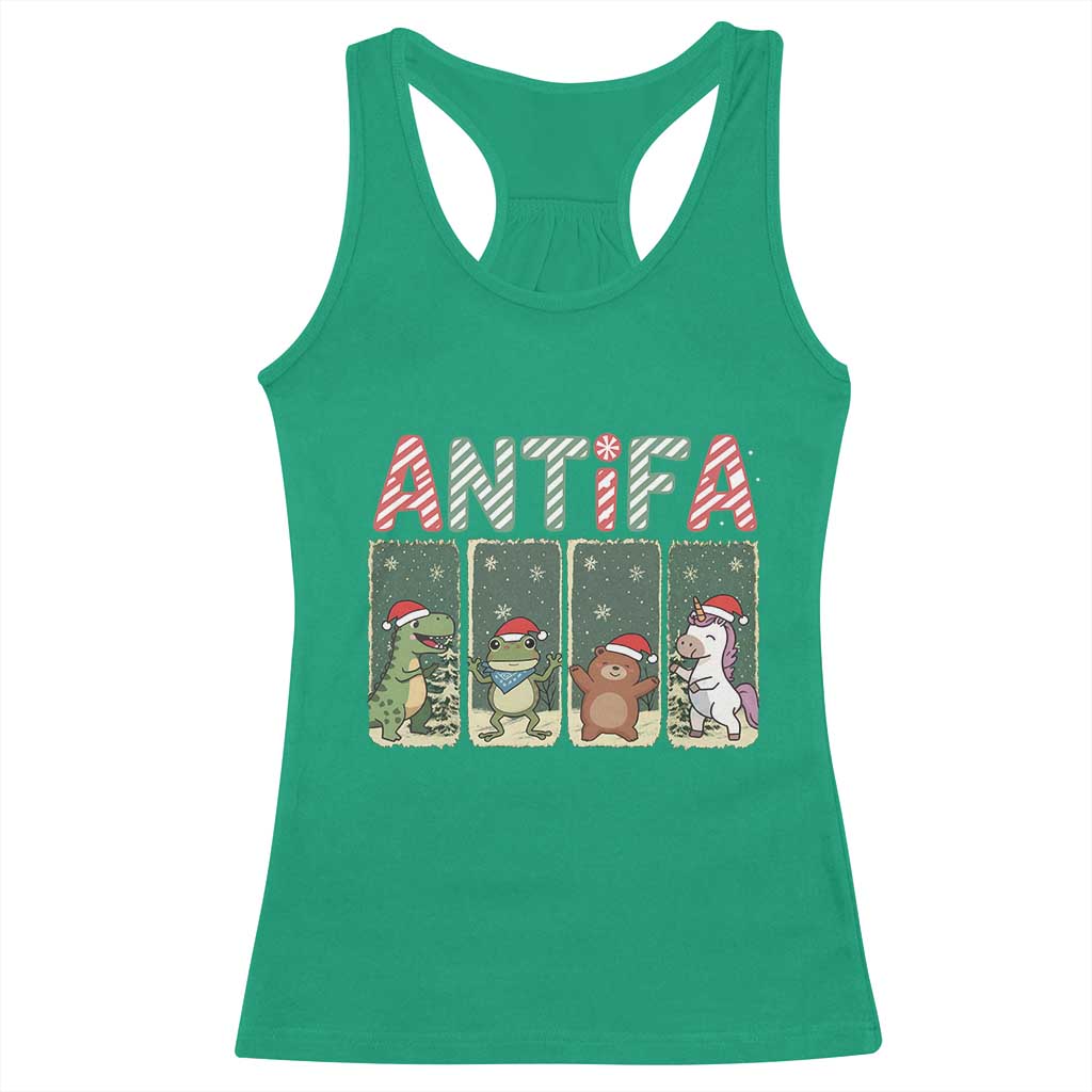 Funny Christmas Frogtifa Racerback Tank Top Portland Resist Frog Protest - Wonder Print Shop