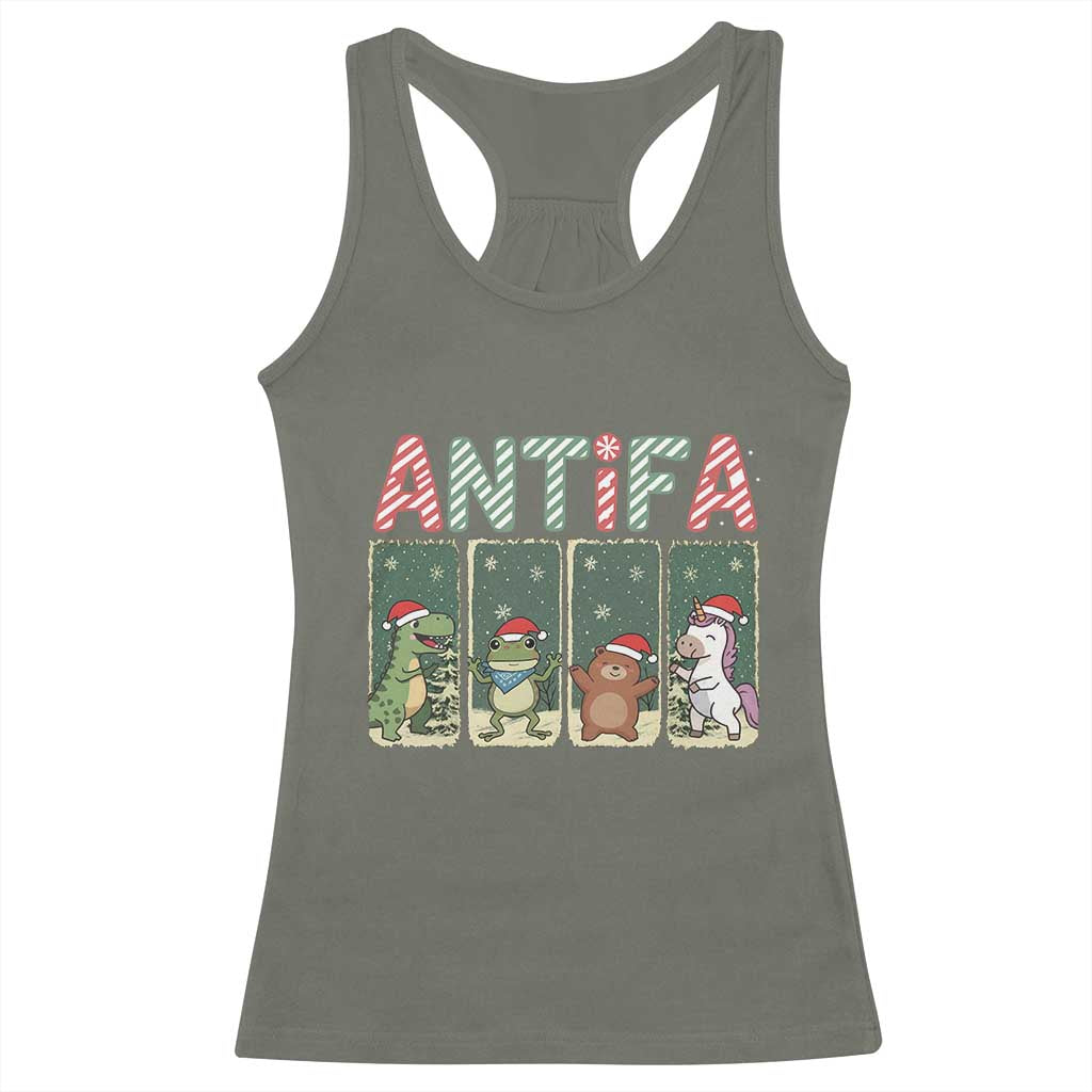 Funny Christmas Frogtifa Racerback Tank Top Portland Resist Frog Protest - Wonder Print Shop