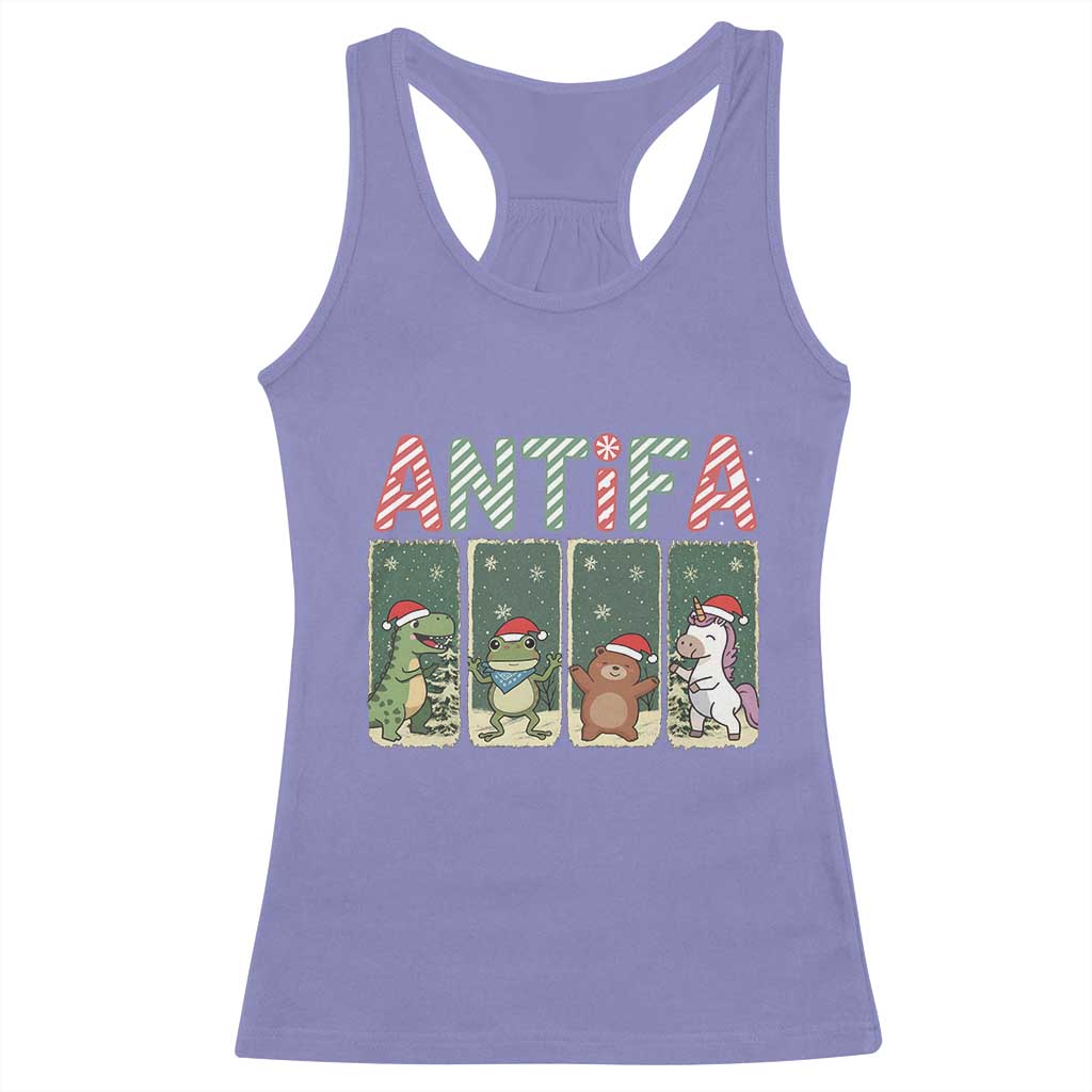 Funny Christmas Frogtifa Racerback Tank Top Portland Resist Frog Protest - Wonder Print Shop